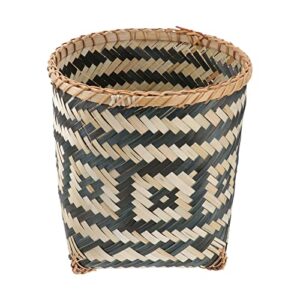 Zerodeko Bamboo Woven Trash Basket, Round Rustic Farmhouse Trash Can Woven Wastebasket Office Paper Wastebasket Woven Storage Basket for Living Room