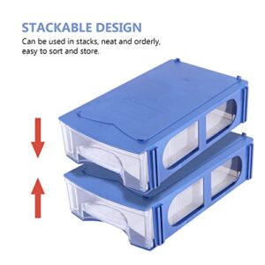 CIYODO 6 pcs Bin Organizer Plastic Drawer Items Component Parts Stackable Multifunctional Pantry Cabinet Blue Compartments Sundries Kitchen Storage for Small Hardware Style Household
