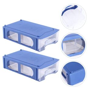 CIYODO 6 pcs Bin Organizer Plastic Drawer Items Component Parts Stackable Multifunctional Pantry Cabinet Blue Compartments Sundries Kitchen Storage for Small Hardware Style Household