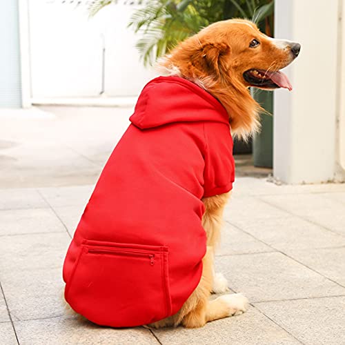 Dog Sweater Pack Pet Autumn and Winter Fleece Pocket Sweatshirt Solid Color Tops Cats Hoodies Zipper Red Warm Pet Clothes Dog Plaid Sweater Tan