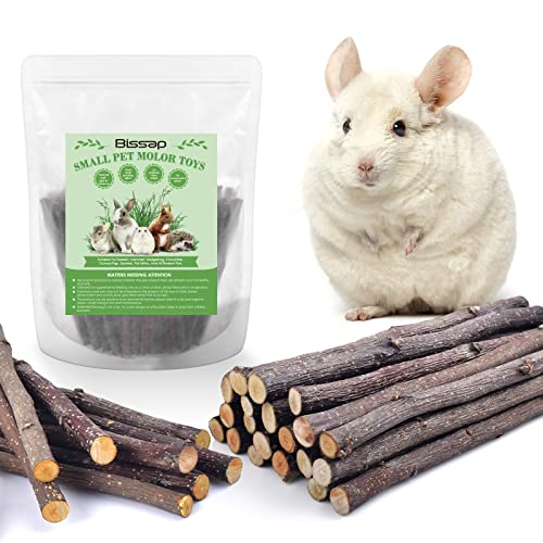 Bissap 120g/0.2lb Apple Sticks for Rabbits, Natural Bunny Chew Toys and Treats for Chinchilla Guinea Pig Hamster Gerbil Small Animals Pet Apple Wood Stick Toys Teeth Grinding