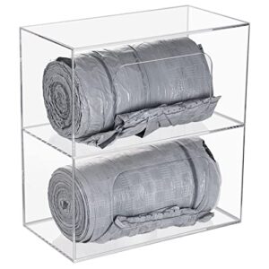 seanado trash bag dispenser roll holder, 2 compartment wall mount acrylic kitchen double side loaded organizer storage box holder for garbage bag grocery bag plastic bag(10.4 x 5.5 x 11inches)