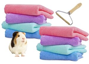 (8+1) 8 soft blankets for guinea pig reusable washable and 1 animal hair remover, hamster cage fleece liners small pets bunny rabbit absorbent bedding mat sleep blanket bed for puppy 11.8"x11.8"