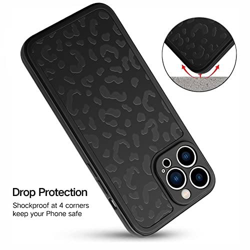 ZIYE Case for iPhone 14 Pro Max Cover Black Leopard Pattern Camera Lens Protection Design Shockproof TPU Cheetah Phone Case for Women Men Girly Girls(6.7 Inch)