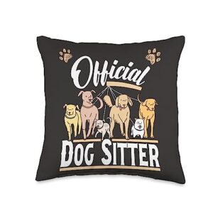 Dog Sitter Thank You Gifts Dog Sitting Walker Pet Sitters Throw Pillow, 16x16, Multicolor