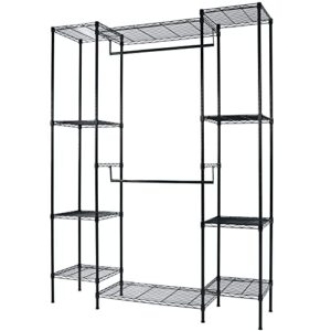 yohkoh 4 tiers wire garment rack heavy duty clothes rack metal freestanding closet for bedroom, cloakroom, clothing store, laundry room, walk-in closet and more (63" l x 15.7" w x 78.7" h, dark)