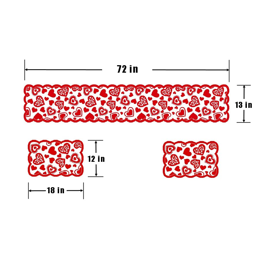 13 x 72 Inch Red Lace Table Runner for Valentines Day Decor, Valentine Lace Tablecloth, Valentine Table Decorations for Valentine's Day Party (Table Runner)