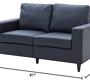 DNYN Convertible Sleeper Futon Sofa with 2 Pillows, Velvet Tufted Couch w/Metal Legs and Adjustable Backrest, for Apartment Office Small Space Living Room Furniture, Black