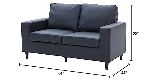 DNYN Convertible Sleeper Futon Sofa with 2 Pillows, Velvet Tufted Couch w/Metal Legs and Adjustable Backrest, for Apartment Office Small Space Living Room Furniture, Black