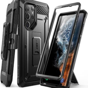 SUPCASE Unicorn Beetle Pro Case for Samsung Galaxy S23 Ultra 5G (2023), Full-Body Dual Layer Rugged Belt-Clip & Kickstand Case with Front Frame (Black)