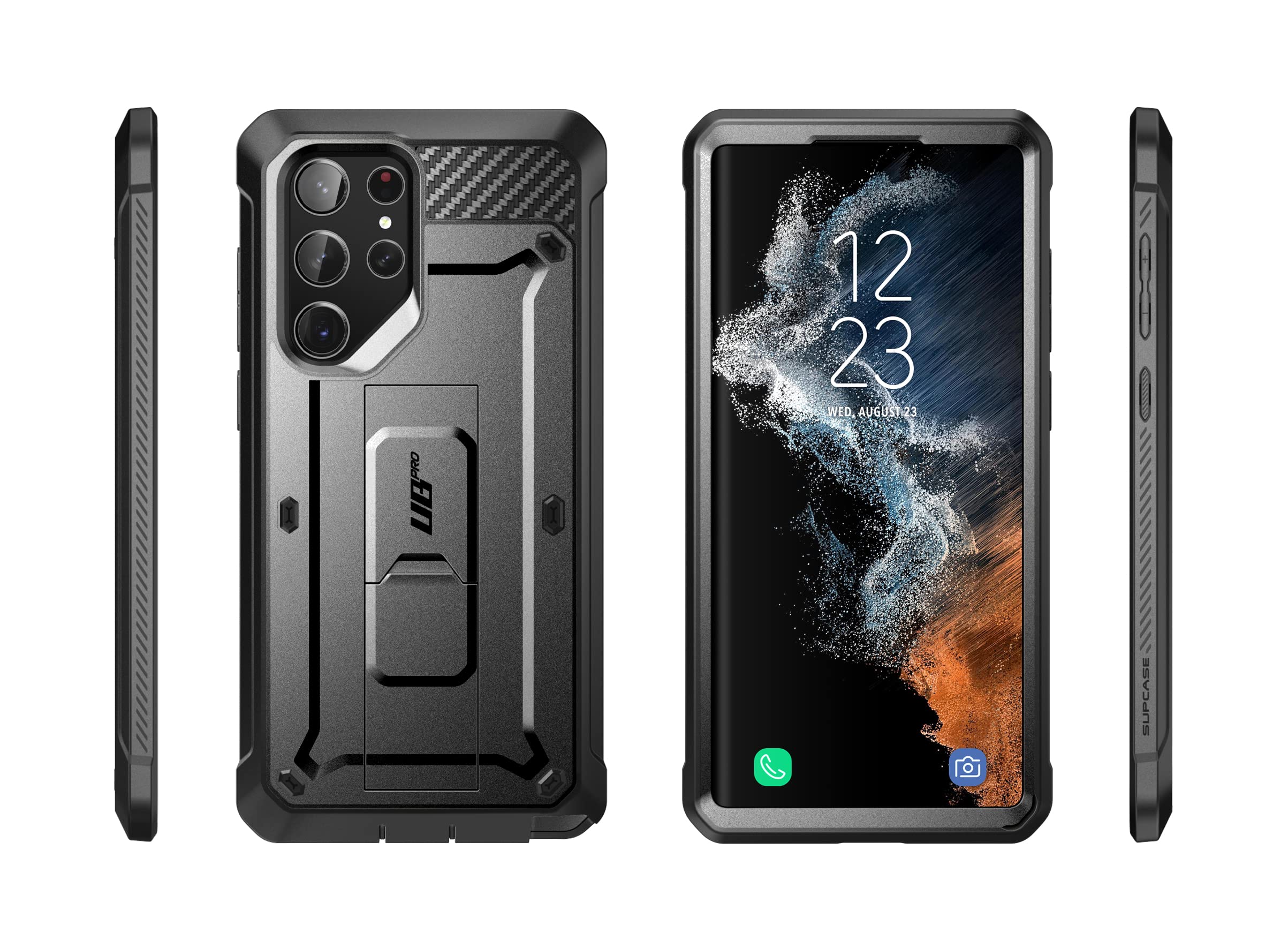 SUPCASE Unicorn Beetle Pro Case for Samsung Galaxy S23 Ultra 5G (2023), Full-Body Dual Layer Rugged Belt-Clip & Kickstand Case with Front Frame (Black)