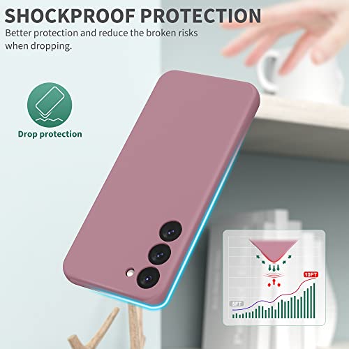 SURPHY Designed for Galaxy S23 Case with Screen Protector (6.1 inches), Camera Protection & Soft Microfiber Lining, Liquid Silicone Phone Case for S23 (2023 Released), Lilac Purple