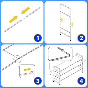 Ulimart 3 Tier Shoe Rack Shoe Rack For Closet,Upgraded Metal Long Shoe Rack Organizer,Easy Assembly Stackable Fabric Shoe Shelf Shoe Organizer For Closet For Bedroom Floor Dorm Room,Sliver