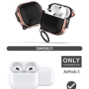 GuarzFun case for AirPods 3, AirPod 3 case with Secure Lock, Hybrid Material, Full Body Protective case Cover for AirPod 3rd Generation (Rose Golden + Black)