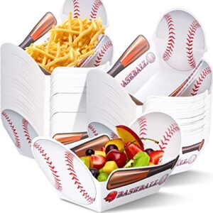 100 pieces baseball food trays baseball paper bowl party decorations nacho trays snack candy trays disposable serving trays baseball party sports event family dinner supplies 3.94 x 2.76 x 1.97 inch