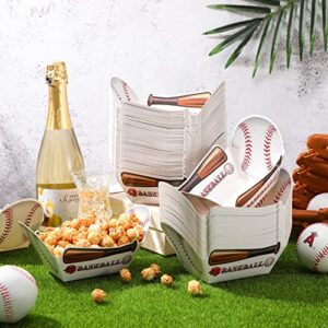 100 Pieces Baseball Food Trays Baseball Paper Bowl Party Decorations Nacho Trays Snack Candy Trays Disposable Serving Trays Baseball Party Sports Event Family Dinner Supplies 3.94 x 2.76 x 1.97 Inch