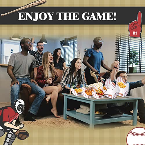 100 Pieces Baseball Food Trays Baseball Paper Bowl Party Decorations Nacho Trays Snack Candy Trays Disposable Serving Trays Baseball Party Sports Event Family Dinner Supplies 3.94 x 2.76 x 1.97 Inch