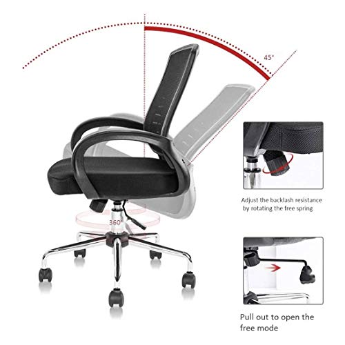 BZLSFHZ Ergonomic Swivel Black Mesh Computer Chair Flip Up Arms with Lumbar Support Adjustable Height Task Chair