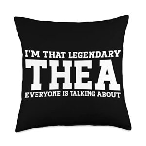 thea gifts tee women girl name birthday gifts personal name women girl funny thea throw pillow, 18x18, multicolor