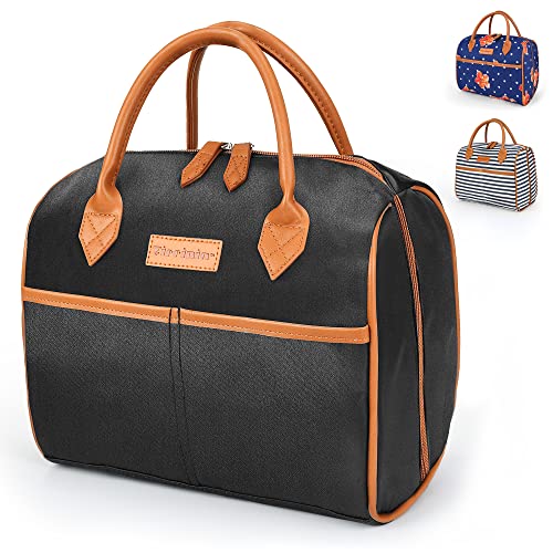 Tirrinia Lunch Bag Women Box Insulated Men Lunchbox Adults, Insulated Bag women Box Freezable Adult Cute Large Tote Cooler, Lunch Women Bag for Work, Picnic, Best Independence Day Gift, Black