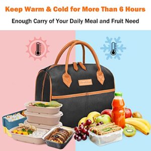 Tirrinia Lunch Bag Women Box Insulated Men Lunchbox Adults, Insulated Bag women Box Freezable Adult Cute Large Tote Cooler, Lunch Women Bag for Work, Picnic, Best Independence Day Gift, Black