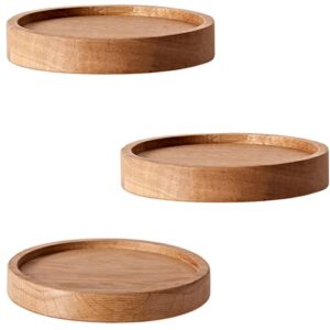 round floating shelves, 3 pack solid oak deep floating shelves for wall 6'' diameter circle small plant shelves wall decorfor bedroom, living room, kitchen