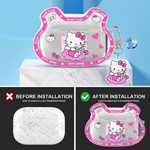 Cute Cat Case for AirPod Pro 2nd Generation Cover Pattern Lovely Cartoon Bear Case with Funny Kawaii Keychain for Women Girls Kids,Clear Shockproof Protective Soft Silicone Cover for AirPod Pro 2