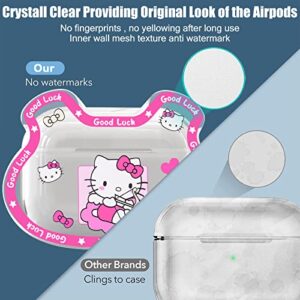 Cute Cat Case for AirPod Pro 2nd Generation Cover Pattern Lovely Cartoon Bear Case with Funny Kawaii Keychain for Women Girls Kids,Clear Shockproof Protective Soft Silicone Cover for AirPod Pro 2