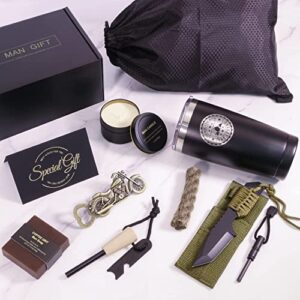 Birthday Gifts for Men Brother Husband, Fathers Day Dad Gifts for Him Boyfriend Outdoorsman Gifts for Men Camping Gifts Unique Mens Gift Set Tumbler Gift Baskets for Men Papa Uncle Gift Box for men