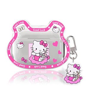 cute cat case for airpod 3rd generation cover with loverly cartoon anime funny kawaii pink cat keychain for women girls kids,clear shockproof protective soft silicone cover for airpod 3rd generation