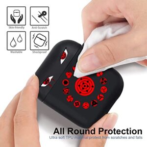 Japanese Anime Case for AirPods 1/2 with Keychain,Cool Red Eyes Pattern Soft TPU Protective Shockproof Skin Cover for Boys Girls Yonth Teen Kids Compatiable with Airpods 2nd 1st Generation Cover