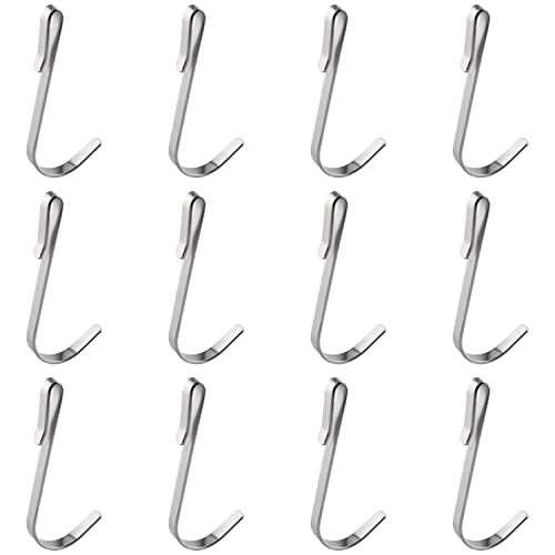 WHYHKJ 12PCS S-Shaped Stainless Steel Hanger Clip-on Hook Wire Rack Hook Wire Shelving Accessories Wire Rack Hook J Shaped Hook,Heavy Duty S Hook Rack Hooks Hanging J Rail Hooks