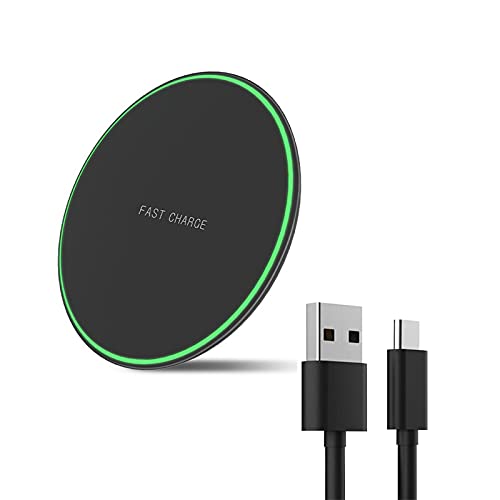 Wireless Charger for Samsung Galaxy S23/S23+/S22/S22+/S21/S20/S20+/S10/S9+/S9/S8/S8+/S7/Note10/Note9/Note8, 15W Wireless Charging Pad with USB-C for Samsung,iPhone Black(No AC Adapter)