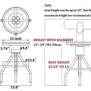 LOKKHAN 3-Piece Bar Table (38.6"-48.4") & 2 Backrest Stools (24"-30") Set for Pub Kitchen Dining Living Party Bistro Breakfast, Swivel Top, Height Adjustable, Most Weld, Space-Saving