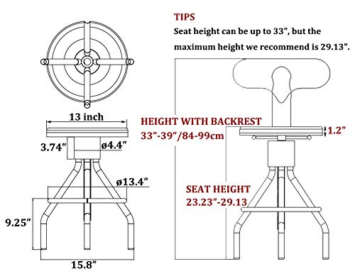 LOKKHAN 3-Piece Bar Table (38.6"-48.4") & 2 Backrest Stools (24"-30") Set for Pub Kitchen Dining Living Party Bistro Breakfast, Swivel Top, Height Adjustable, Most Weld, Space-Saving