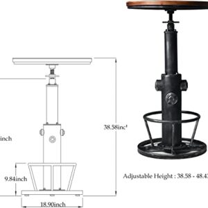 LOKKHAN 3-Piece Bar Table (38.6"-48.4") & 2 Backrest Stools (24"-30") Set for Pub Kitchen Dining Living Party Bistro Breakfast, Swivel Top, Height Adjustable, Most Weld, Space-Saving