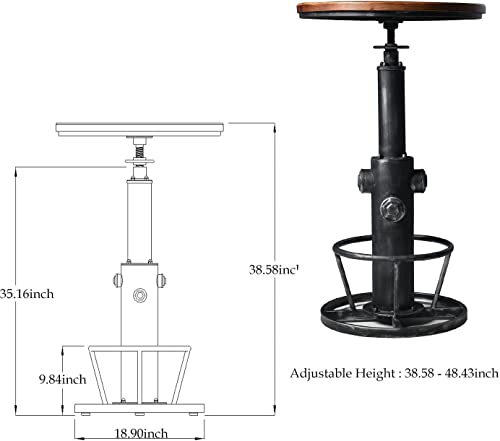 LOKKHAN 3-Piece Bar Table (38.6"-48.4") & 2 Backrest Stools (24"-30") Set for Pub Kitchen Dining Living Party Bistro Breakfast, Swivel Top, Height Adjustable, Most Weld, Space-Saving