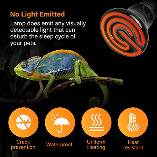 HealSmart 25W Mini Reptile Heat Lamp Ceramic Heat Emitter Bulb No Light Emitting Brooder Coop Heater for Amphibian Pet & Incubating Chicken