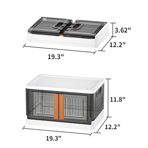 Ateboon Closet Organizers and Storage,1 Pack 8.4 Gal Collapsible Storage Bins, Plastic Storage Bins with Wheels, Folding Storage Box,Stackable Closet Storage Bins with Lids For Toy Storage (1 Pack)