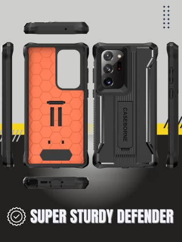 CaseBorne V Designed for Samsung Galaxy S23 Ultra 5G Case (Formerly ArmadilloTek), [Ultimate Protection Tech] Full-Body Multi-Layer Rugged Kickstand Protective Case Screenless- Black