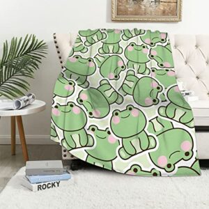 cute frog blanket for adults green frog throw blanket for kids, frog gift for frog lover, soft cozy flannel blankets for bed couch sofa 50x40 inches