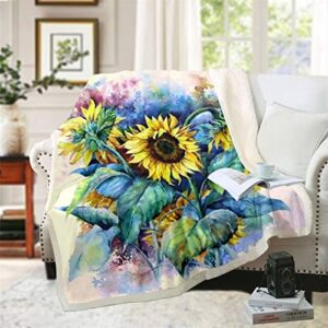 rouaa sunflower throw blanket floral blanket ultra soft warm lightweight cozy for women room decor (6,60" x 80")