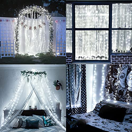 hyrion Warm White Curtain String Light + White LED Curtain Light