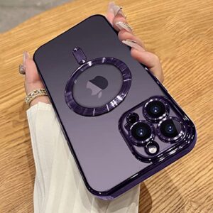 ook case compatible for iphone 14 pro max with camera lens protector (compatible with magsafe) magnetic anti-scratch shockproof protective iphone 14 pro max (6.7 inch) case for women men - purple