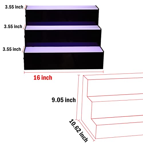 Kweetle Liquor Bottle Display Shelf,16 Inch 3-Step LED Lighted Bar Shelf,Wine Bottle Display Rack with Remote & App Control for Home, Club, Commercial Bar