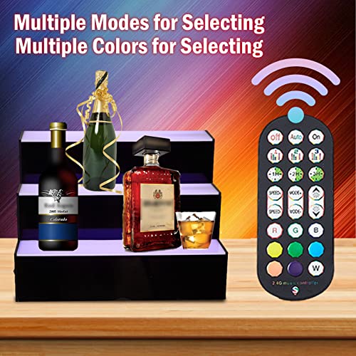 Kweetle Liquor Bottle Display Shelf,16 Inch 3-Step LED Lighted Bar Shelf,Wine Bottle Display Rack with Remote & App Control for Home, Club, Commercial Bar