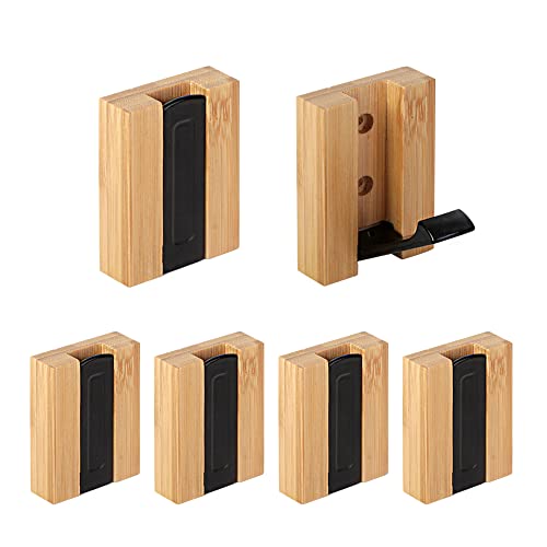 JSVER Wooden Wall Hooks Wall Mounted Wall Hooks, Single Organizer Hook Rack, Folding Wood Wall Hangers, Wall Coat Rack Hooks for Hanging Clothes, Hats, Bags, Towels, Keys (6PCS/Set)