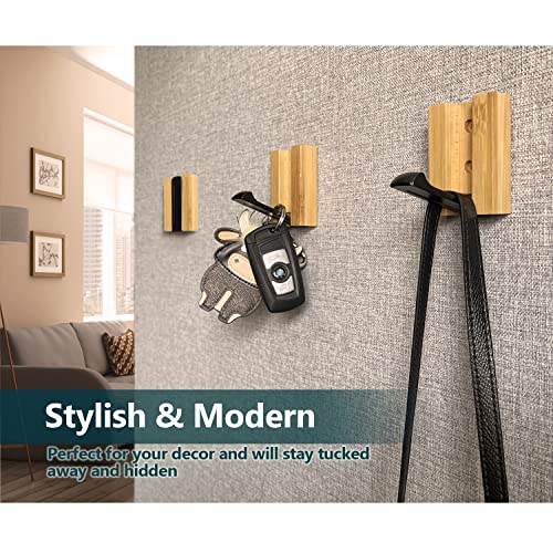 JSVER Wooden Wall Hooks Wall Mounted Wall Hooks, Single Organizer Hook Rack, Folding Wood Wall Hangers, Wall Coat Rack Hooks for Hanging Clothes, Hats, Bags, Towels, Keys (6PCS/Set)