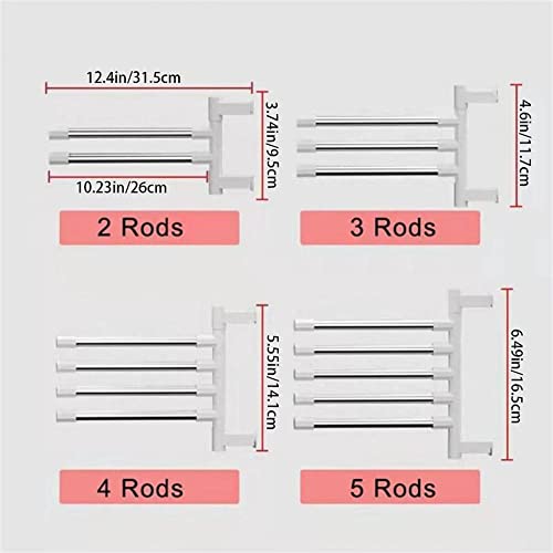 DIEWU Stainless Steel Wall Mounted Swivel Bathroom Towel Rack, Space Saving Towel Hanger for Bathroom, Kitchen(5 Towel Bar,White)