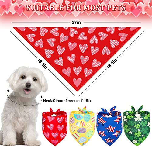 Whaline 4Pcs Holiday Pet Bandanas Valentine's Triangle Dog Bibs St. Patrick's Day Dog Scarf Easter Dog Collar Scarf Independence Day Pet Neckerchief with Festival Elements for Pet Costume Accessories